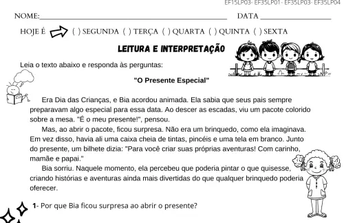 atividade leitura e interpretação especial dia das crianças