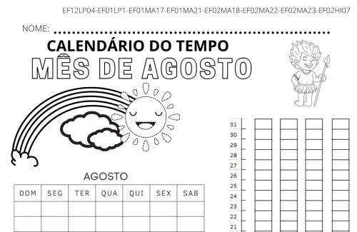 Calendário do Tempo Agosto 2026