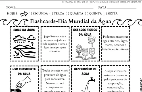 atividade flashcards dia da água
